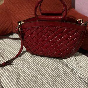 Patricia Nash Ossi RED Woven Leather Satchel $150.00